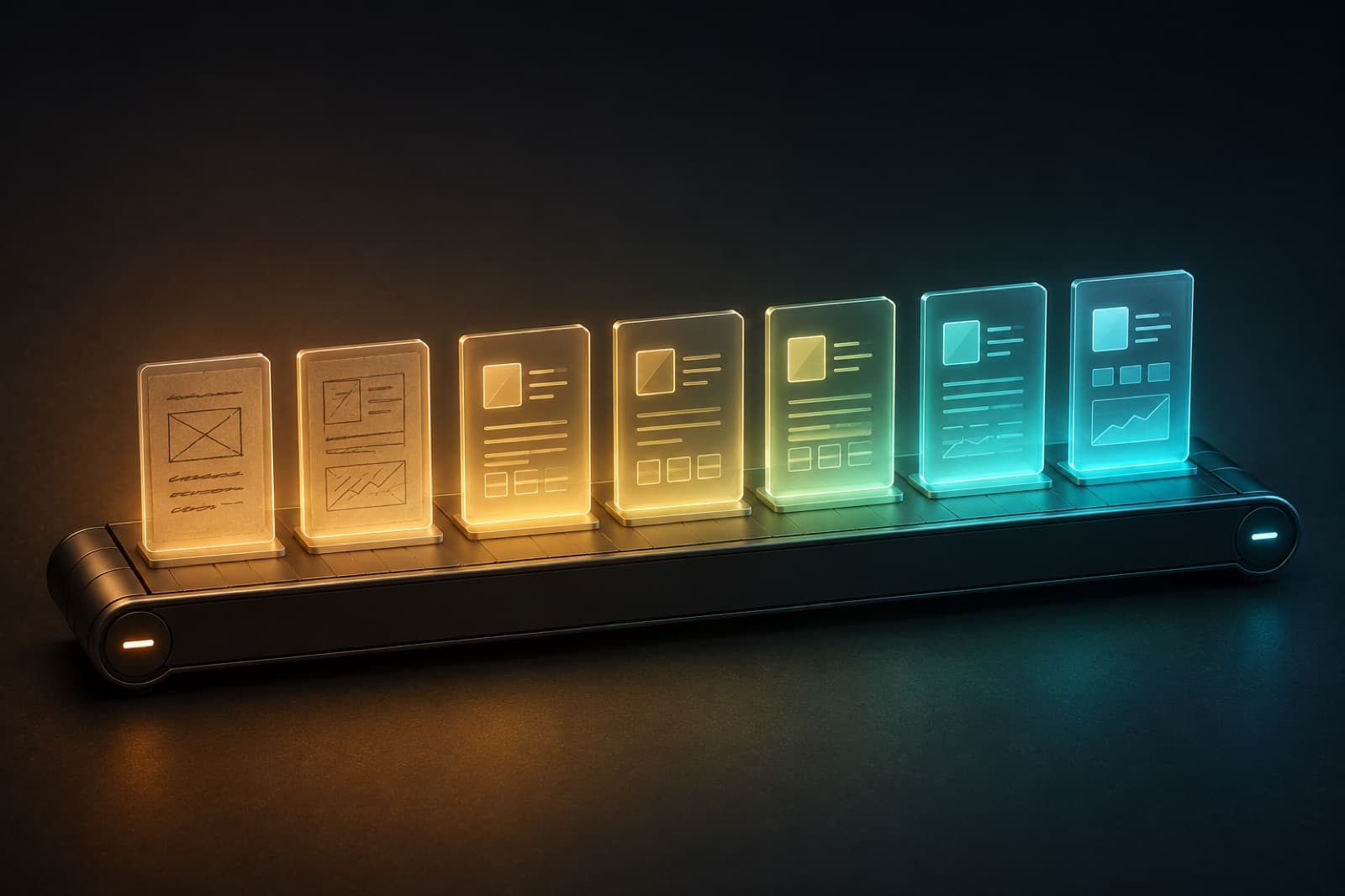 The hosted production line — a rough brief refined into a finished, client-ready deliverable